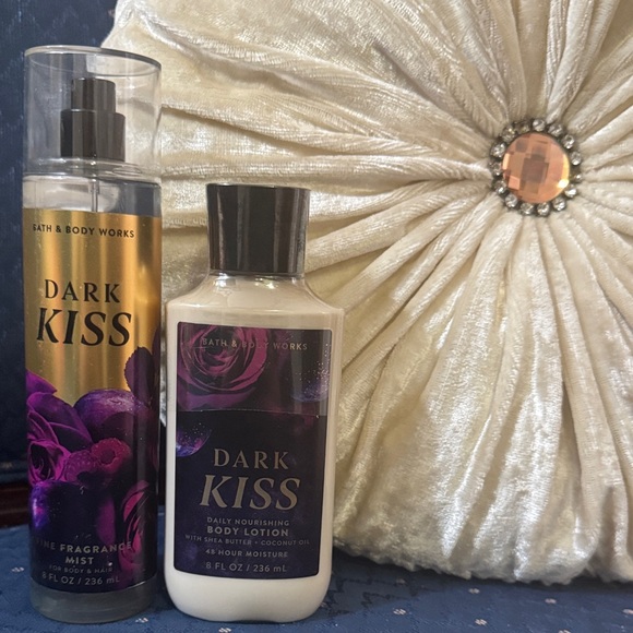 Bath & Body Works Other - Bath & Body Works Dark Kiss Mist and Lotion Set - Purple and Gold